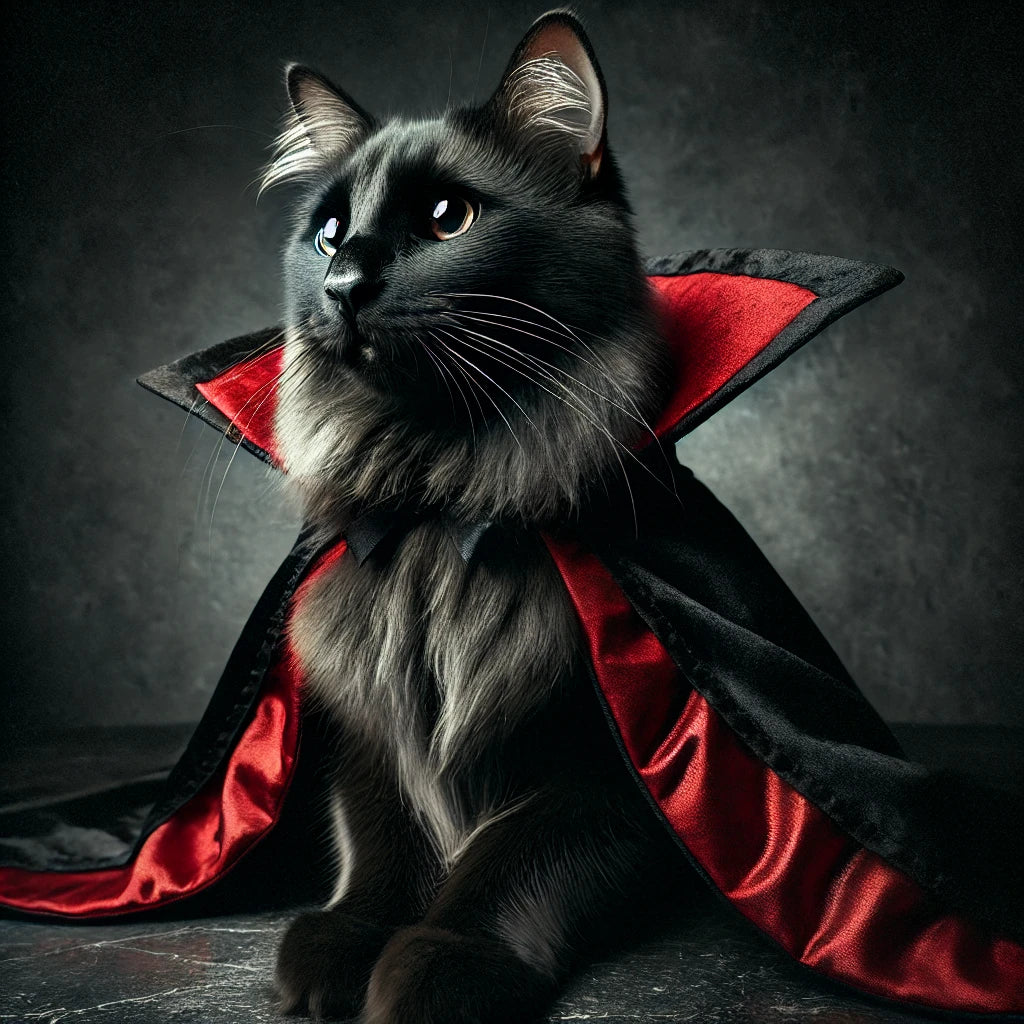 🦇 Feline Frights: Dracula Costume for Cats! 🧛‍♂️